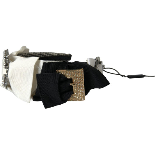 Dolce & Gabbana Multicolor Crystal Embellished Women Headband Diadem Dolce & Gabbana Antique White