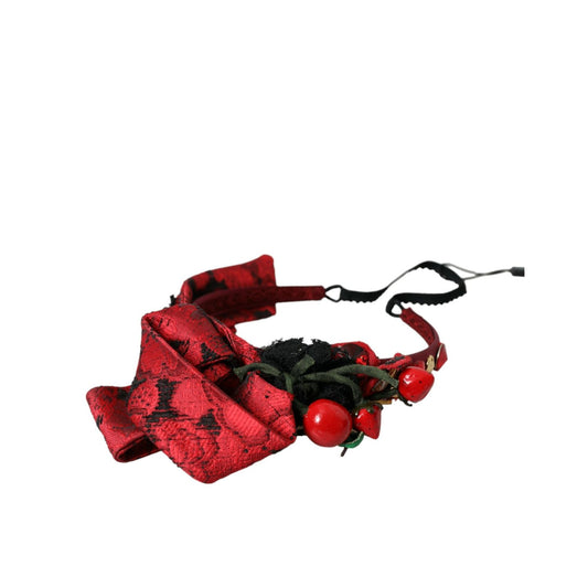 Dolce & Gabbana Red Cherry Sicily Embellished Women Hairband Diadem