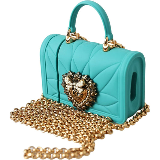 Dolce & Gabbana Turquoise Silicone Devotion Heart Cover Bag Airpods Case Dolce & Gabbana Cadet Blue