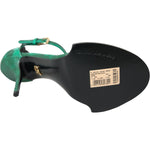 Dolce & Gabbana Green Exotic Leather Crystal Sandals Shoes Dolce & Gabbana Dark Slate Gray