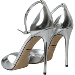 Dolce & Gabbana Silver KEIRA Leather Heels Sandals Shoes Dolce & Gabbana Light Slate Gray