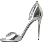 Dolce & Gabbana Silver KEIRA Leather Heels Sandals Shoes Dolce & Gabbana Dark Gray
