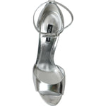 Dolce & Gabbana Silver KEIRA Leather Heels Sandals Shoes Dolce & Gabbana Dark Gray