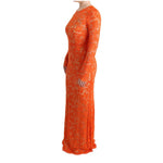 Dolce & Gabbana Orange Floral Ricamo Sheath Long Dress SIG60563-1