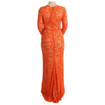 Dolce & Gabbana Orange Floral Ricamo Sheath Long Dress SIG60563-1