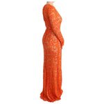 Dolce & Gabbana Orange Floral Ricamo Sheath Long Dress SIG60563-1
