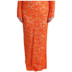 Dolce & Gabbana Orange Floral Ricamo Sheath Long Dress SIG60563-1