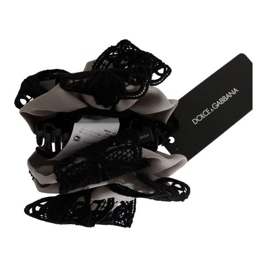 Dolce & Gabbana Gray Silk Black Lace Hair Claw 1728,2% Elastane,38% Silk,40% Cotton,67345645728,Accessories,Dolce & Gabbana,Gray,Hair Accessories - Accessories,Hair Clips - Hair Accessories - Accessories,Headbands - Women - Accessories,Material: 20% AC,Ne