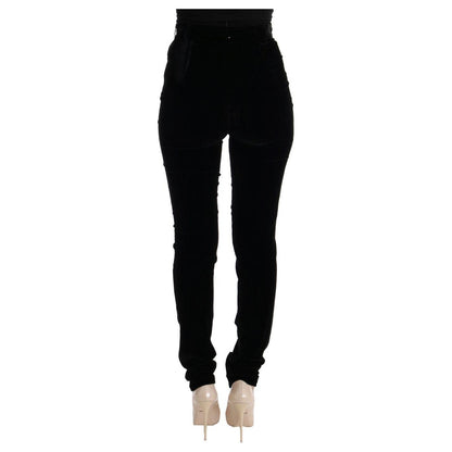 Ermanno Scervino Black Velvet Slim Fit Pants