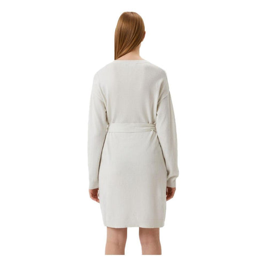 Love Moschino Elegant Embroidered Wool Blend Long Dress Love Moschino Light Gray