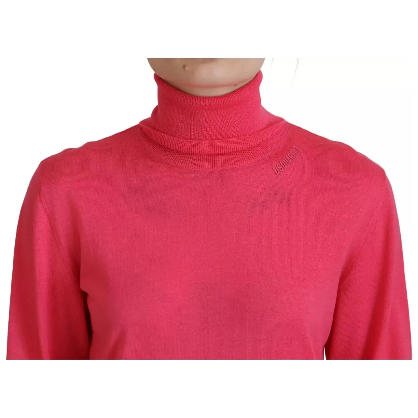 Dsquared² Pink Solid Long Sleeve Turtle Neck Casual Sweater 1728,67345645728,Clothing,Dsquared²,IT38 | XS,Pink,Preowned / Defect,Sweaters - Clothing,Sweaters - Women - Clothing,Turtlenecks - Sweaters - Clothing,Women,Wool
