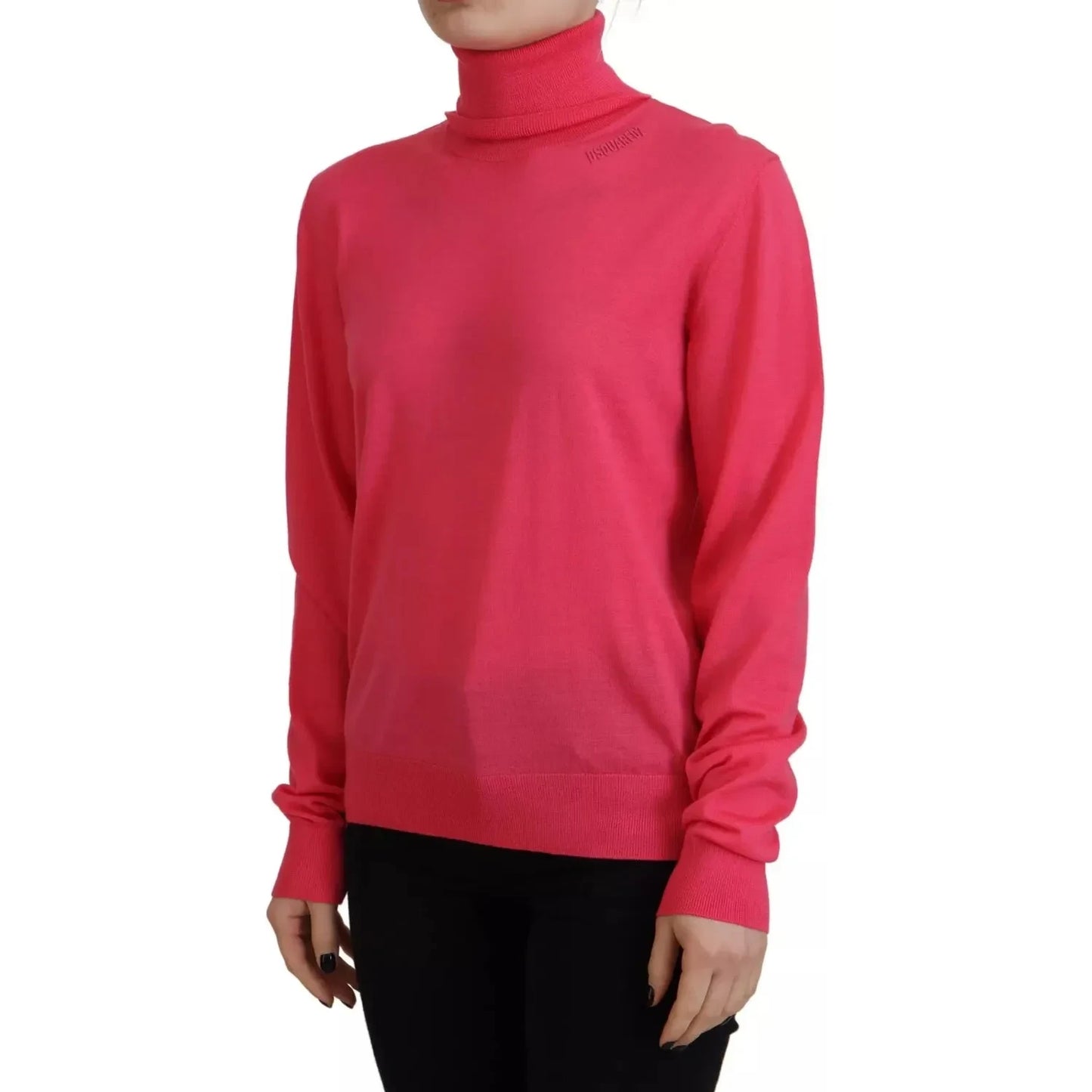 Dsquared² Pink Solid Long Sleeve Turtle Neck Casual Sweater 1728,67345645728,Clothing,Dsquared²,IT38 | XS,Pink,Preowned / Defect,Sweaters - Clothing,Sweaters - Women - Clothing,Turtlenecks - Sweaters - Clothing,Women,Wool