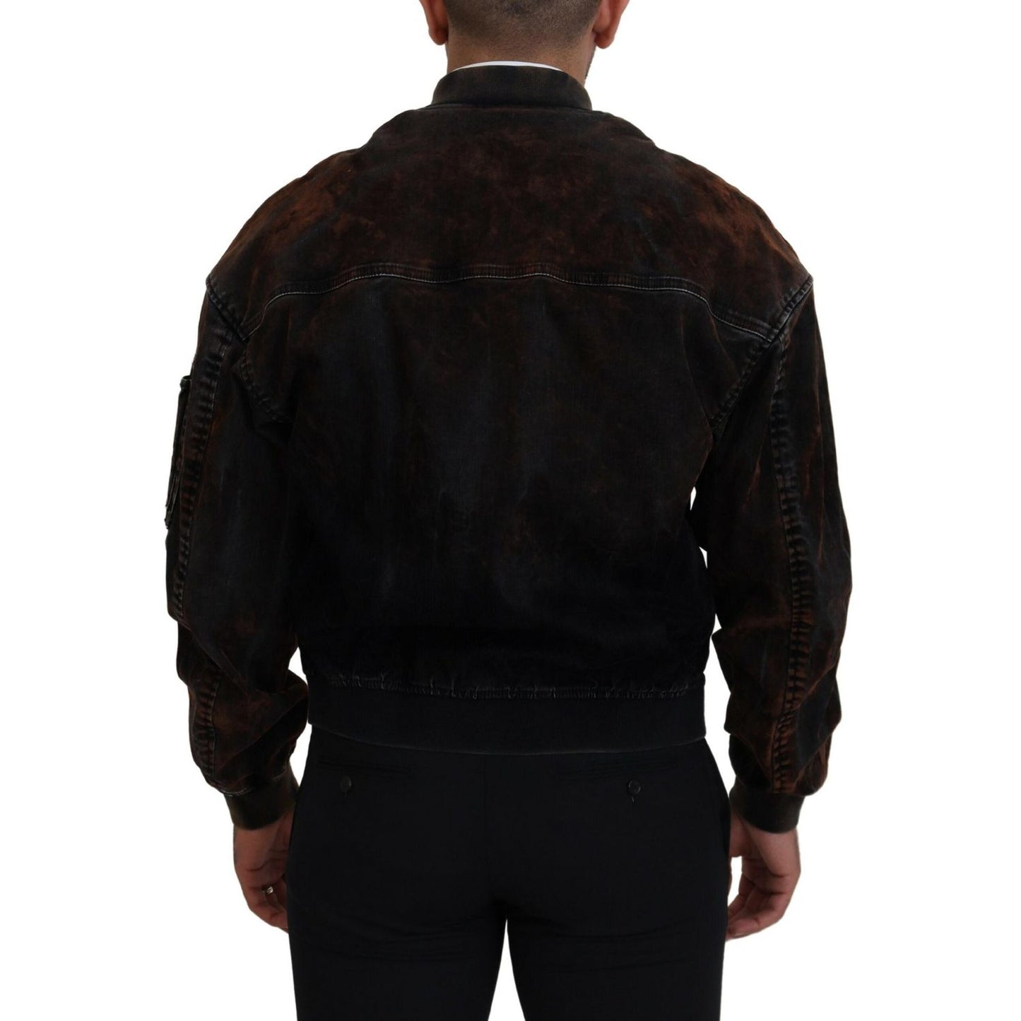 Dsquared² Brown Cotton Bomber Zipper Pocket Sleeves Jacket