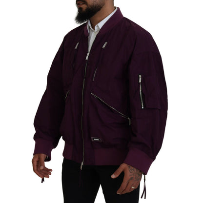 Dsquared² Purple Polyester Full Zipper Bomber Jacket 1728,67345645728,Bombers - Jackets & Coats - Clothing,Clothing,Dsquared²,IT48 | M,Jackets & Coats - Clothing,Jackets - Men - Clothing,Material: 100% Polyester,Men,Preowned / Defect,Purple