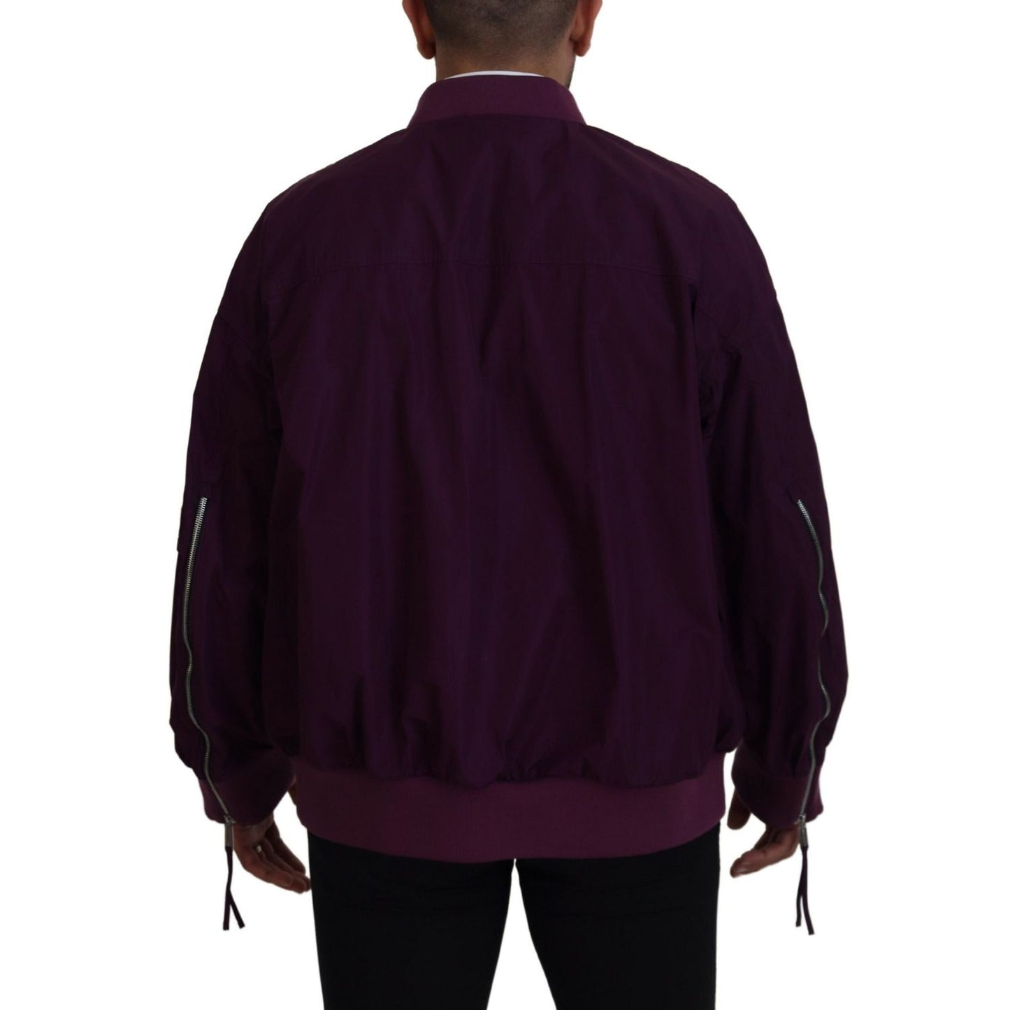 Dsquared² Purple Polyester Full Zipper Bomber Jacket 1728,67345645728,Bombers - Jackets & Coats - Clothing,Clothing,Dsquared²,IT48 | M,Jackets & Coats - Clothing,Jackets - Men - Clothing,Material: 100% Polyester,Men,Preowned / Defect,Purple