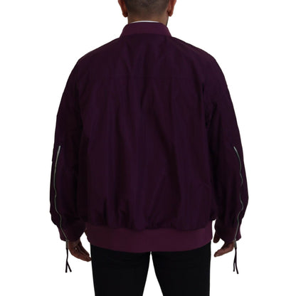 Dsquared² Purple Polyester Full Zipper Bomber Jacket 1728,67345645728,Bombers - Jackets & Coats - Clothing,Clothing,Dsquared²,IT48 | M,Jackets & Coats - Clothing,Jackets - Men - Clothing,Material: 100% Polyester,Men,Preowned / Defect,Purple