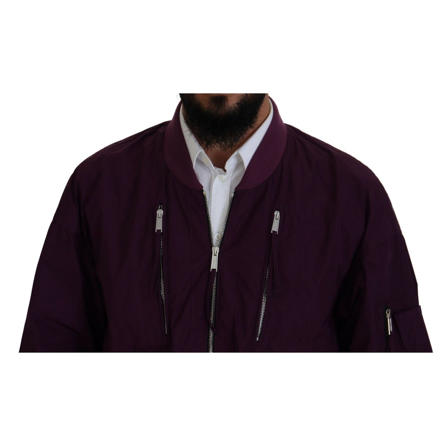 Dsquared² Purple Polyester Full Zipper Bomber Jacket 1728,67345645728,Bombers - Jackets & Coats - Clothing,Clothing,Dsquared²,IT48 | M,Jackets & Coats - Clothing,Jackets - Men - Clothing,Material: 100% Polyester,Men,Preowned / Defect,Purple