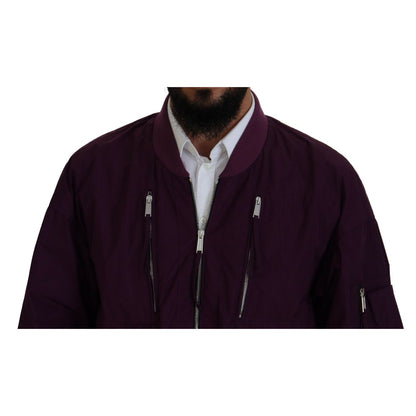 Dsquared² Purple Polyester Full Zipper Bomber Jacket 1728,67345645728,Bombers - Jackets & Coats - Clothing,Clothing,Dsquared²,IT48 | M,Jackets & Coats - Clothing,Jackets - Men - Clothing,Material: 100% Polyester,Men,Preowned / Defect,Purple