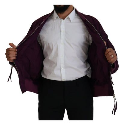 Dsquared² Purple Polyester Full Zipper Bomber Jacket 1728,67345645728,Bombers - Jackets & Coats - Clothing,Clothing,Dsquared²,IT48 | M,Jackets & Coats - Clothing,Jackets - Men - Clothing,Material: 100% Polyester,Men,Preowned / Defect,Purple