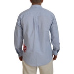 Dsquared² Blue Stripes Logo Print Long Sleeves Formal Shirt Dsquared² Dark Gray
