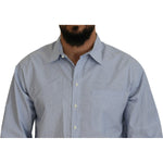 Dsquared² Blue Stripes Logo Print Long Sleeves Formal Shirt Dsquared² Light Slate Gray