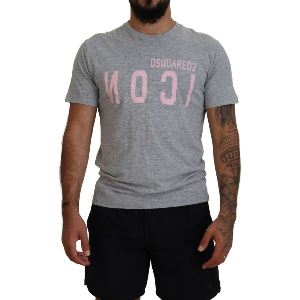 Dsquared² Gray Logo Cotton Short Sleeves Crewneck T-shirt Dsquared² Dim Gray