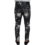 Dsquared² Gray Wash White Splash Print Skinny Denim Jeans Dsquared² Black