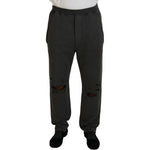 Dsquared² Dark Gray Cotton Men Casual Tattered Pants Dsquared² Black