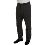 Dsquared² Dark Gray Cotton Men Casual Tattered Pants Dsquared² Black