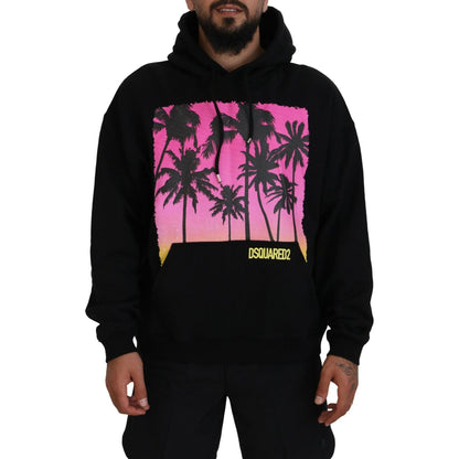 Dsquared² Black Cotton Hooded Printed Men Pullover Sweater 1728,67345645728,Black,Clothing,Dsquared²,Hoodies - Sweaters - Clothing,IT48 | M,Material: 100% Cotton,Men,Preowned / Defect,Sweaters - Clothing,Sweaters - Men - Clothing