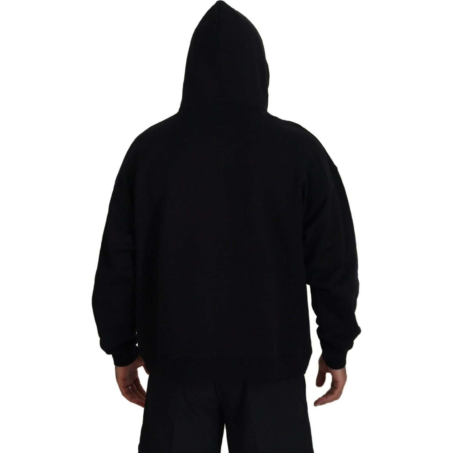 Dsquared² Black Cotton Hooded Printed Men Pullover Sweater 1728,67345645728,Black,Clothing,Dsquared²,Hoodies - Sweaters - Clothing,IT48 | M,Material: 100% Cotton,Men,Preowned / Defect,Sweaters - Clothing,Sweaters - Men - Clothing