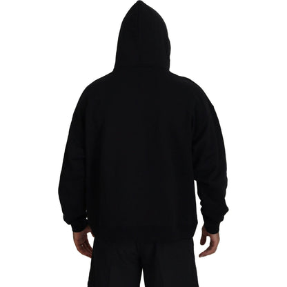 Dsquared² Black Cotton Hooded Printed Men Pullover Sweater 1728,67345645728,Black,Clothing,Dsquared²,Hoodies - Sweaters - Clothing,IT48 | M,Material: 100% Cotton,Men,Preowned / Defect,Sweaters - Clothing,Sweaters - Men - Clothing