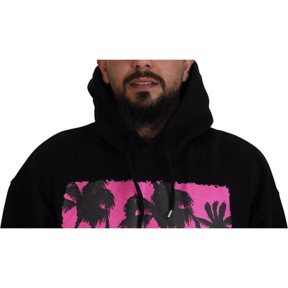 Dsquared² Black Cotton Hooded Printed Men Pullover Sweater 1728,67345645728,Black,Clothing,Dsquared²,Hoodies - Sweaters - Clothing,IT48 | M,Material: 100% Cotton,Men,Preowned / Defect,Sweaters - Clothing,Sweaters - Men - Clothing