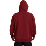 Dsquared² Maroon Cotton Tattered Hooded Printed Pullover Sweater Dsquared² Dark Red