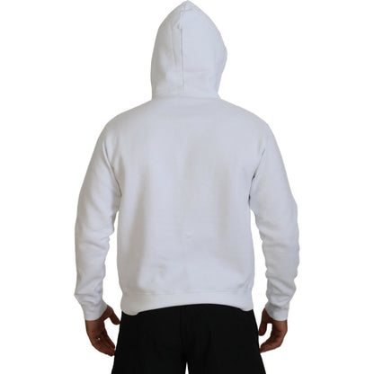 Dsquared² White Cotton Hooded Printed Men Pullover Sweater 1728,67345645728,Clothing,Dsquared²,Hoodies - Sweaters - Clothing,IT48 | M,Material: 100% Cotton,Men,Preowned / Defect,Sweaters - Clothing,Sweaters - Men - Clothing,White