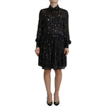 Dsquared² Black Polka Dot Long Sleeves Button Down Dress Dsquared² Rosy Brown