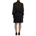 Dsquared² Black Polka Dot Long Sleeves Button Down Dress Dsquared² Black