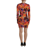 Dsquared² Multicolor Batik Open Belly Long Sleeves Dress DR28842-38