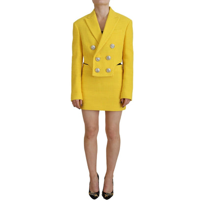 Dsquared² Yellow Double Breasted Mini Suit Blazer Skirt Set 1728,67345645728,Clothing,Dsquared²,IT38 | XS,Material: 48% Cotton 28% Viscose 18% Acrylic 4% Other Fibers 2% Polyester,Preowned / Defect,Suits & Blazers - Clothing,Suits & Blazers - Women - Clot