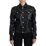 Dsquared² Black Leather Collared Long Sleeves Jacket JKT3519-38