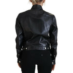 Dsquared² Black Leather Collared Long Sleeves Jacket JKT3519-38