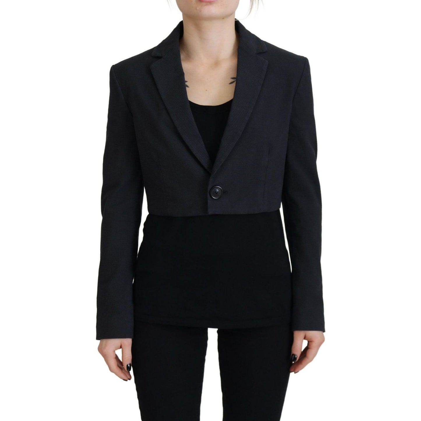Dsquared² Black Cotton Cropped Button Blazer Jacket 1728,67345645728,Black,Blazers - Suits & Blazers - Clothing,Clothing,Dsquared²,Elastane 2%,IT38 | XS,Jackets & Coats - Women - Clothing,Material: Cotton 98%,Preowned / Defect,Suits & Blazers - Clothing,W