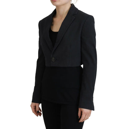 Dsquared² Black Cotton Cropped Button Blazer Jacket 1728,67345645728,Black,Blazers - Suits & Blazers - Clothing,Clothing,Dsquared²,Elastane 2%,IT38 | XS,Jackets & Coats - Women - Clothing,Material: Cotton 98%,Preowned / Defect,Suits & Blazers - Clothing,W