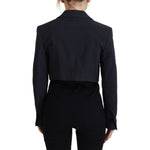 Dsquared² Black Cotton Cropped Button Blazer Jacket Dsquared² Black