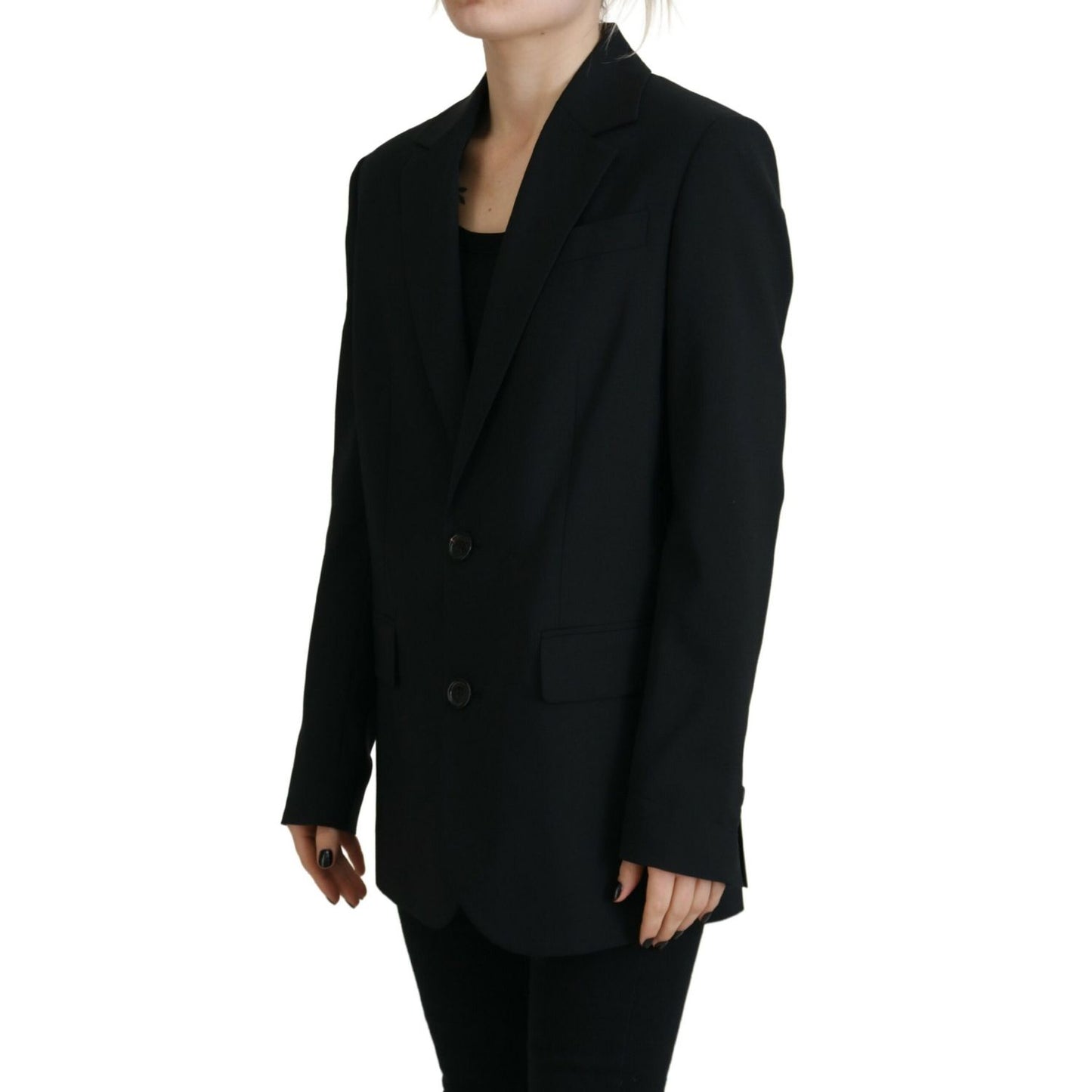 Dsquared² Black Flower Single Breasted Coat Blazer 1728,67345645728,Black,Blazers - Suits & Blazers - Clothing,Clothing,Dsquared²,IT38 | XS,Jackets & Coats - Women - Clothing,Material: 54% Polyester 44% Virgin Wool 2% Elastane,Preowned / Defect,Suits & Bl