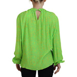 Dsquared² Green Stars Print Viscose Long Sleeves Blouse Top Dsquared² Yellow Green