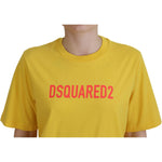 Dsquared² Yellow Logo Print Cotton Crewneck Easy Tee T-shirt Dsquared² Goldenrod