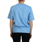 Dsquared² Blue Logo Print Cotton Crewneck Short Sleeve T-shirt Dsquared² Cornflower Blue