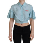 Dsquared² Blue Collared Button Down Short Sleeve Cropped Top TSH83416-38