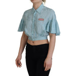 Dsquared² Blue Collared Button Down Short Sleeve Cropped Top TSH83416-38